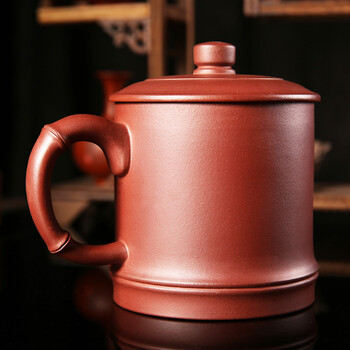 
                                        尊壶 宜兴紫砂杯陶瓷盖杯大号泡茶杯原矿茶具杯 大牡丹杯500ml                