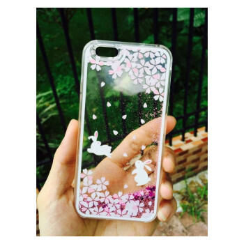 微品多 苹果6手机壳 iPhone6/6s/6plus/6splus樱花液体流沙透明保护套 小白猫 6plus