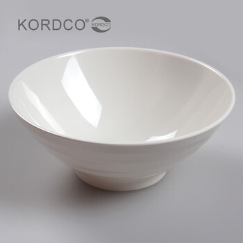
                                        KORDCO密胺餐具日式味千拉面碗白色仿瓷大碗螺纹面碗家用汤碗商用过桥米线碗大号麻辣烫碗 米白色 8.75英寸22.5x8                