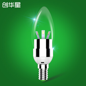 创华星CREATESTAR蜡烛灯E14螺口LED灯泡拉尾尖泡蜡烛灯 精装版 银色 尖泡 3W