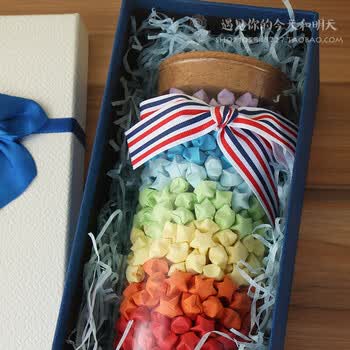 星星瓶 五角星手工折纸成品幸运星折纸条许愿瓶diy礼盒包装创意生日