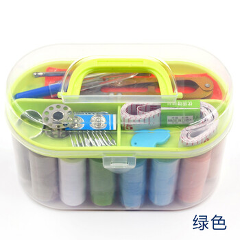 
                                        迈利达 透明收纳针线盒套装 家用缝纫修补DIY缝纫线工具 缝纫线便携式迷你针线包 绿色                