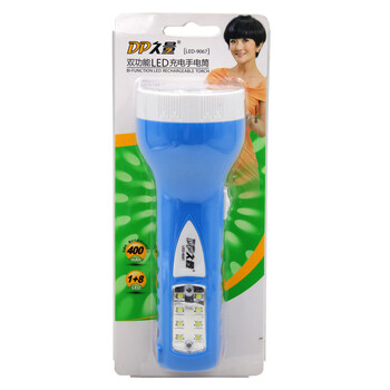 DP 久量 LED-9067 充电式手电筒 带应急灯 1+8灯 2档 400毫安 0.5W 蓝色