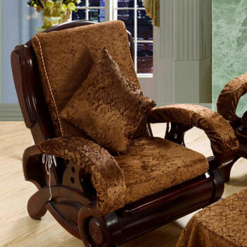 新品缤花绒红实木沙发坐垫加厚海绵坐垫带靠背联邦椅木头长椅垫子