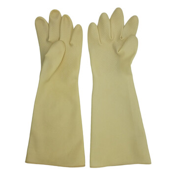 路宁 加长耐酸碱手套 工业乳胶橡胶手套 乳白色 45cm