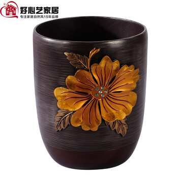 好心艺 简约家居时尚创意垃圾桶 酒店宾馆专用纸篓家用清洁收纳整理桶摆件 绿色