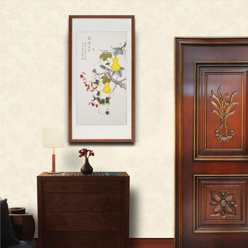 
                                                                                琅柜坊 中式玄关装饰画竖版走廊过道手绘国画花鸟画 G款 鱼越龙门 只要画芯                