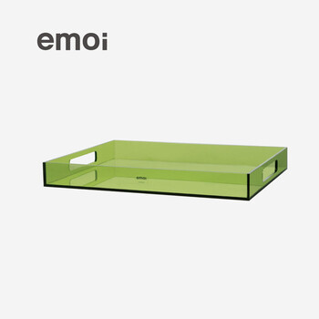 emoi 方型亚克力托盘 时尚茶具茶盘 简约居家 茶盘 日式良品简约基本生活无印北欧风格 绿色小号