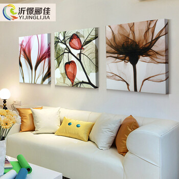 
                                        客厅装饰画现代简约挂画风景画三联无框画沙发背景墙餐厅墙画 S[3696-1/3696-2/3696-3] 70*70(布纹膜2.5)                