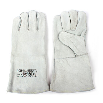 SAFEMAN君御 2112二层加厚电焊手套牛皮焊接隔热阻燃防滑火花飞溅耐磨劳保焊接防护焊工手套灰色 均码 35cm