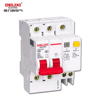 德力西 空气开关 小型断路器带漏保 DZ47sLE 2P C 63A DZ47SLEN2C63