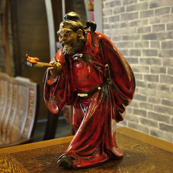 
                                        美陶 引福归堂 持剑钟馗石湾公仔陶瓷辟邪工艺品 镇宅店风水摆件 18*18*31CM                