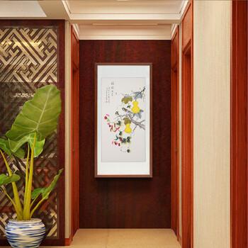 
                                                                                琅柜坊 中式玄关装饰画竖版走廊过道手绘国画花鸟画 G款 鱼越龙门 只要画芯                