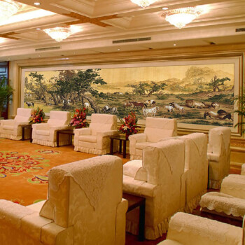 
                                        K-S 十字绣客厅新款大幅十字绣郎世宁百骏图全图精准印花全景 11CT棉线印花360*50                