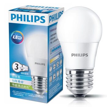 飞利浦PHILIPS LED灯泡 球泡 3W E27大螺口白光 9.9元