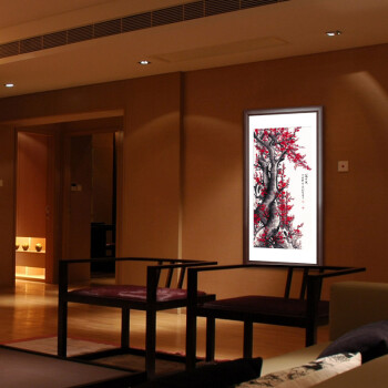 
                                        七彩亿丽 中式客厅壁画 装饰画 卧室有框画 餐厅挂画 玄关画竖版 国画 墙画静物梅花G27 单幅价格 70*140(挂书房)                