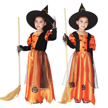 仕彩万圣节服装儿童大人南瓜服演出装扮道具南瓜造型服 南瓜女巫XL码 儿童