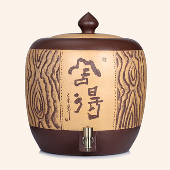 谱茗茶水缸净水桶紫砂大水罐带水龙头水缸饮水器净化缸宜兴紫砂水缸夏季凉水缸23升