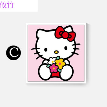 攸竹hellokitty装饰画女孩卧室床头房卡通动漫挂画方形可爱动物 c 40*