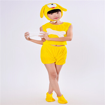 小狗演出服儿童年会表演服装动物小狗汪汪队黄狗长款短款舞台 短款