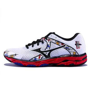 MIZUNO美津浓 J1GC144402 男女款 慢跑鞋 WAVE INSPIRE 10 黑色/白色/红色 42