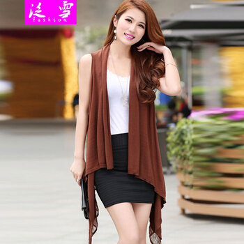 泛雪2014夏装新款<em>中长款</em>大码女韩版<em>针织开衫</em>