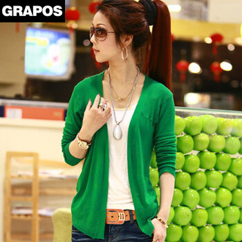 GRAPOS夏季女装韩版<em>不规则</em>下摆<em>无扣</em>针织开