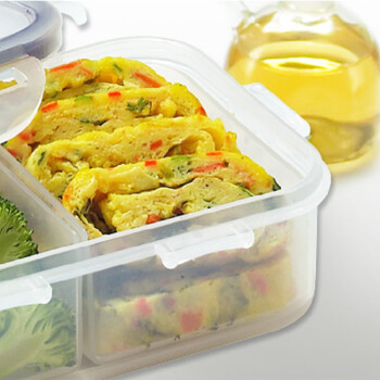 
                                        乐扣乐扣塑料带盖密封冰箱收纳保鲜盒饭盒 单个 HPL824C 四分隔1.6L                