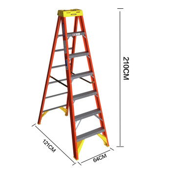 稳耐（werner）玻璃钢梯子2.1米绝缘电工梯单侧折叠人字梯电力电信工程工业梯七步登高梯6207CN