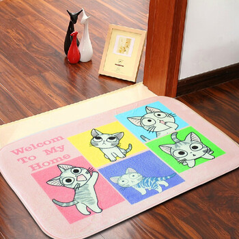 
                                        
                                                            青苇 个性印染 地垫门垫 吸水防滑 浴室厨房脚垫 猫咪 粉底 40*60cm                