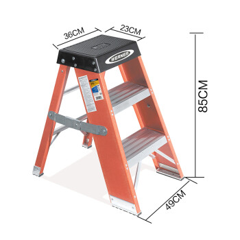 稳耐（werner）SSF03CN 玻璃钢梯蹬 0.8米重工业级梯子 宽踏板三步绝缘梯
