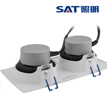 SAT照明led家居天花射灯筒灯4w×2全套天花灯开孔7cm-8cm方形象牙白 双头象牙白 4W*2