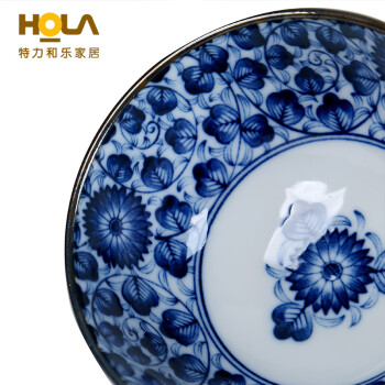 HOLA特力和乐 日本进口古染５入组美浓烧瓷器米饭碗套装原特力屋