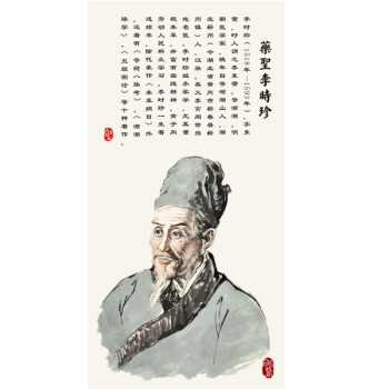 中医十大名医华佗孙思邈张仲景李时珍画像药房药店馆挂画 李时珍 画面