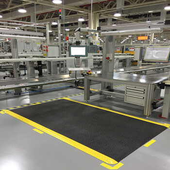 爱柯部落 双层耐磨型警示防滑地垫 PVC防滑垫 抗疲劳脚垫 黄黑边 19.5mm*90cm*60cm