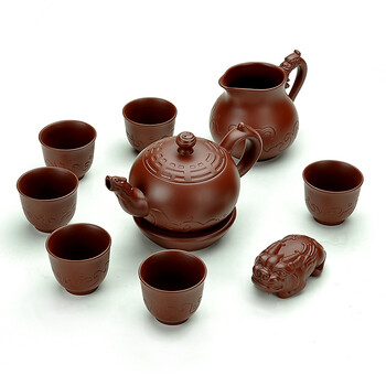 唐丰宜兴功夫茶具紫砂套装天龙八卦套壶配貔貅茶宠茶道TF1712 天龙八卦