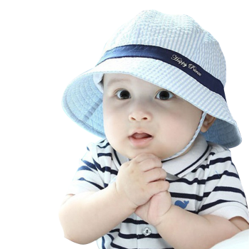 婴儿遮阳帽宝宝太阳帽盆帽凉帽沙滩帽渔夫帽春夏 蓝色