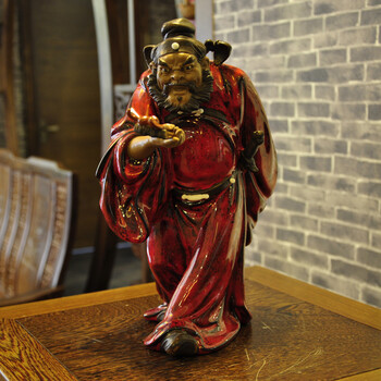 
                                        美陶 引福归堂 持剑钟馗石湾公仔陶瓷辟邪工艺品 镇宅店风水摆件 18*18*31CM                