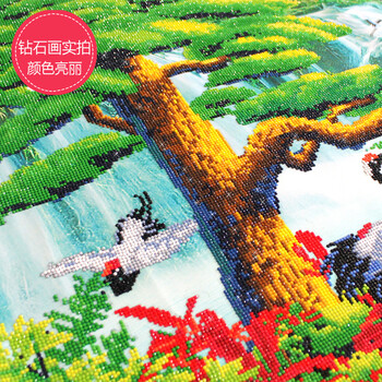 
                                        左岸临风十字绣精准印花山水风景钻石画迎客松3d客厅新款流水生财钻石绣点钻画 钻石画-140*68cm摩卡圆钻高端大气                