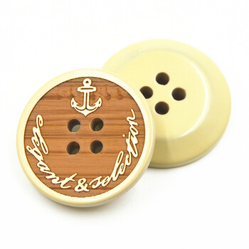 
                                        迈利达树脂木纹四眼钮扣大衣 休闲外套纽扣扣子 米黄 18mm(2颗)                