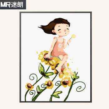 diy数字油画儿童卡通人物上色画填色手工绘油彩画装饰画sn2780 花枝