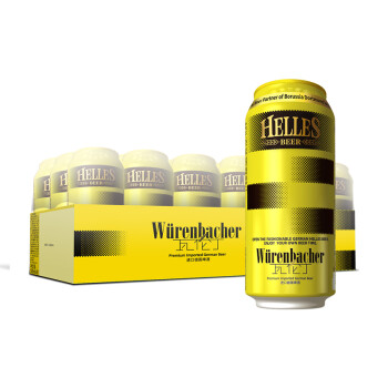 德国进口 Wurenbacher 瓦伦丁 荷拉斯（Helles） 拉格啤酒 500ml*18 听,降价幅度2.9%