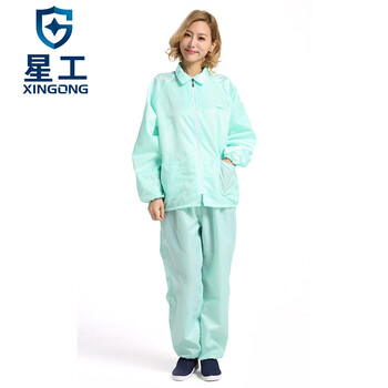 星工（XINGGONG）防静电分体服 工作服防尘服洁净服工衣无尘服含裤印字定制 绿色L码XGJ-3