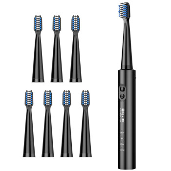 神奇牙刷Q1电动牙刷(送8支刷头)USB快速充电 声波振动智能换区提醒 黑色