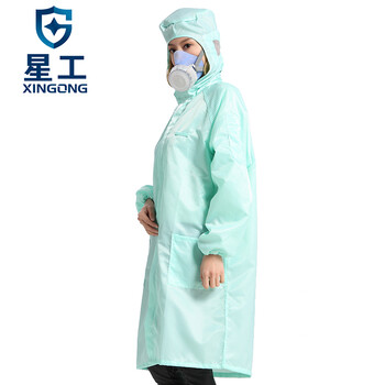 星工（XINGGONG）防静电服 防尘大褂 无尘洁净防护服连帽印字定制 4XL码绿色XGJ-6