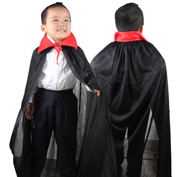 仕彩 万圣节服装 圣节装扮道具 儿童单层红领黑色披风 cosplay吸血鬼披风 僵尸披风约130cm