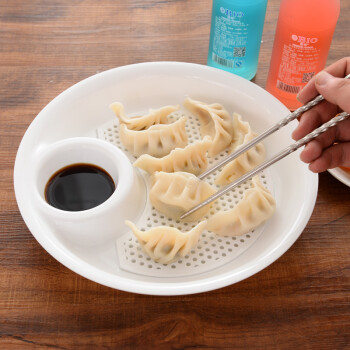 
                                        帕尼尔（PANEA） 厨房用品创意多功能饺子盘双层沥水盆 带醋碟水饺盘 装水饺碗碟 大号饺子盘                