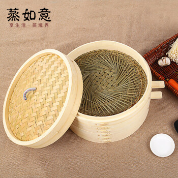 御壶堂 防烫手柄大竹蒸笼 手工竹制蒸笼家用 竹笼屉笼盖蒸包子馒头