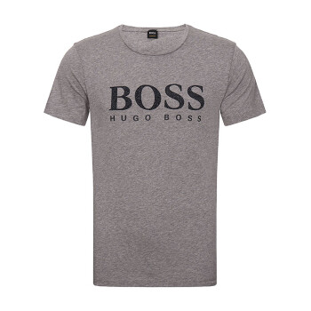 hugo boss 雨果博斯 奢侈品 18春夏新款 男士浅灰色logo图案棉质圆领