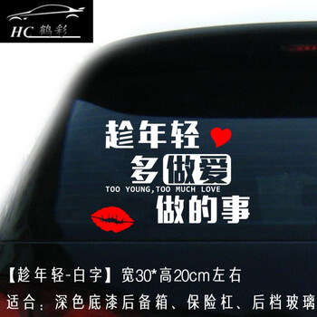 趁年轻多做爱做的事汽车贴纸个性搞笑创意反光致青春00后90后车贴